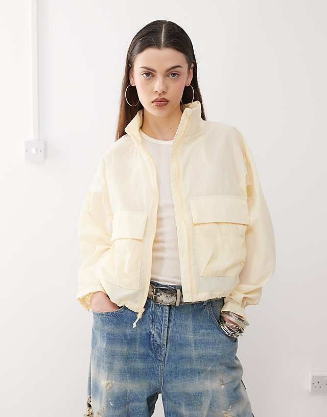 Asos Columbia Paracutie Cropped Cargo Windbreaker In Buttermilk