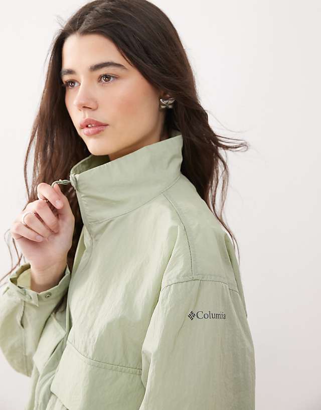 Asos Columbia Paracutie Cropped Cargo Windbreaker In Green