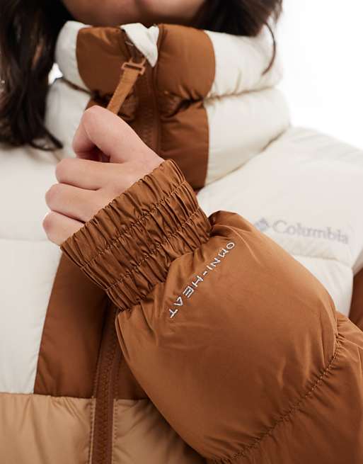 Asos Columbia Pike Lake II Cropped Puffer Jacket In Canoe And Chalk And Camel Brown
