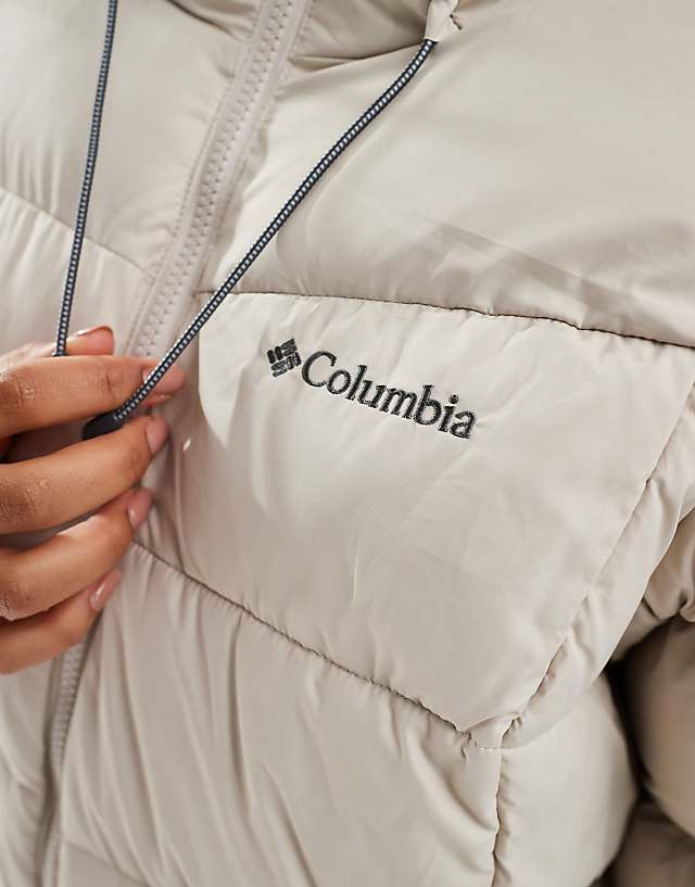 Asos Columbia Pike Lake II Long Line Puffer Coat In Dark Stone