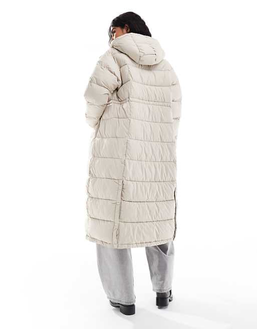 Asos Columbia Pike Lake II Long Line Puffer Coat In Dark Stone