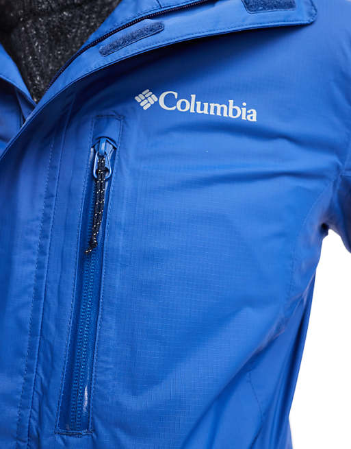 Asos Columbia Pouring Adventure Hooded Rain Jacket In Blue