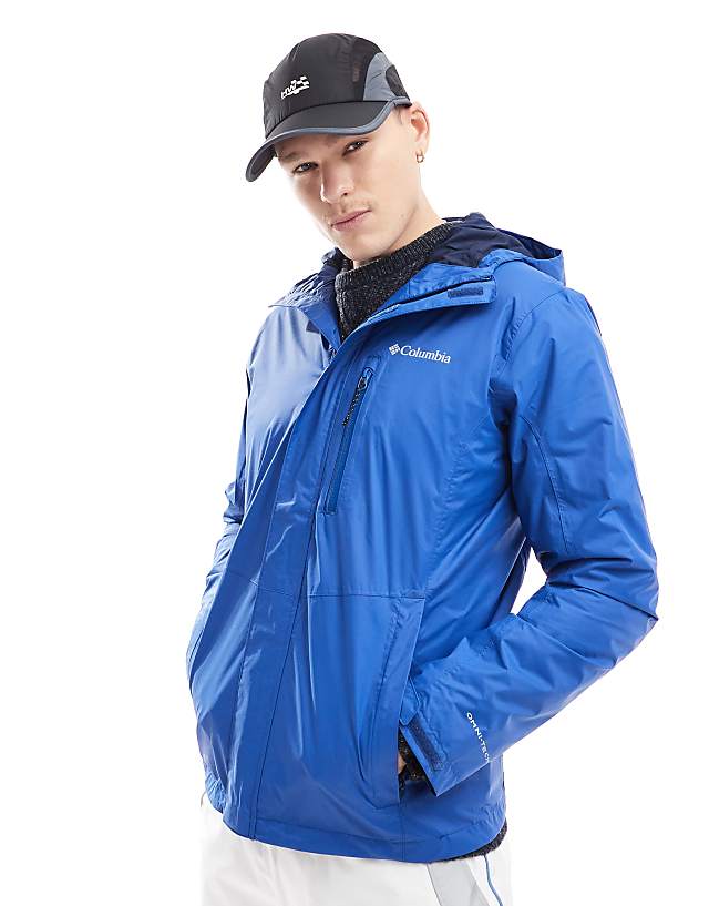 asos Columbia Pouring Adventure hooded rain jacket in blue