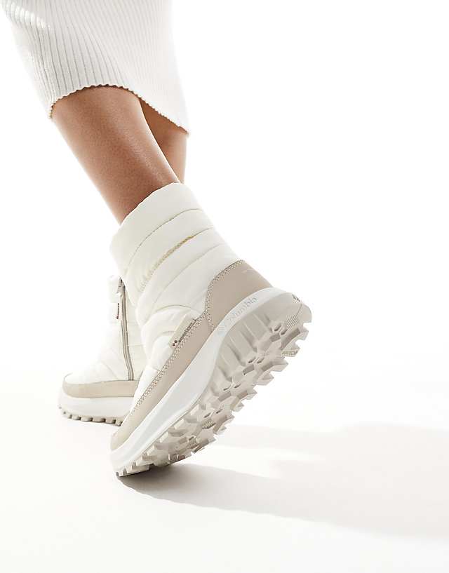 Asos Columbia Snowtrot Mid Snow Boots In Sea Salt And Fig