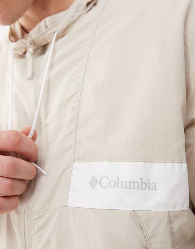 Asos Columbia Spire Valley Hooded Windbreaker In Beige