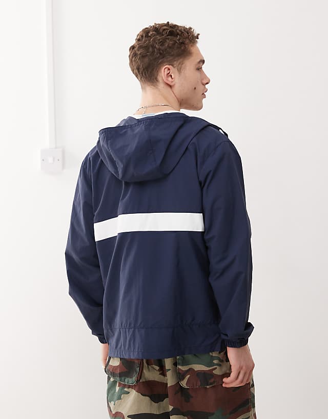 Asos Columbia Spire Valley Hooded Windbreaker In Navy