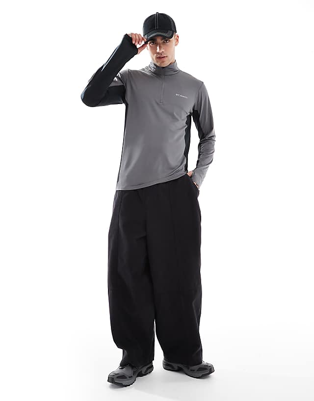 Asos Columbia Three Pitch Half Zip Fleece In Grey And Black