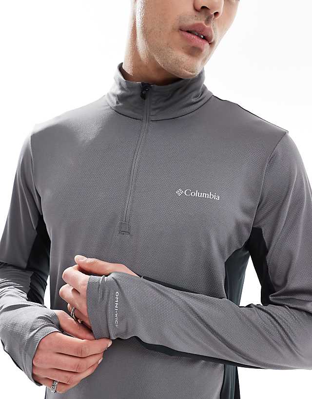 Asos Columbia Three Pitch Half Zip Fleece In Grey And Black