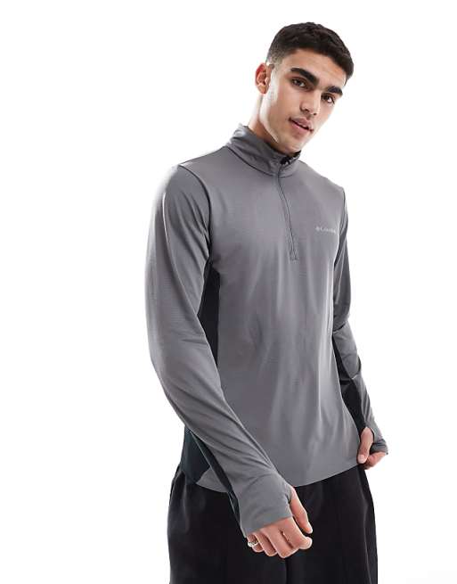 asos Columbia Three Pitch Half Zip fleece in grey and black