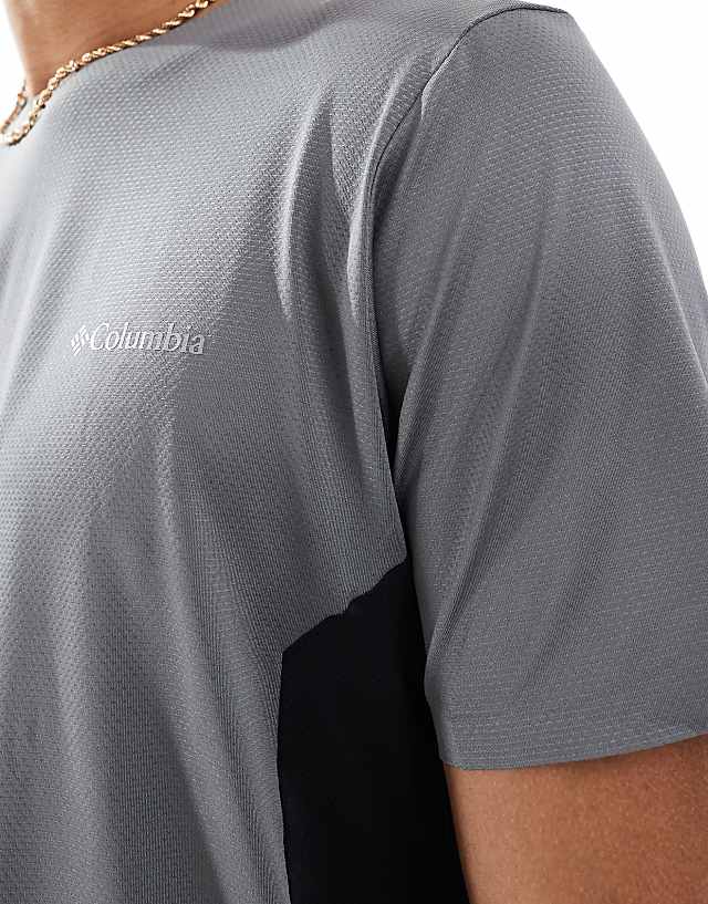 Asos Columbia Three Pitch Short Sleeve Crewneck T-shirt In Grey And Black