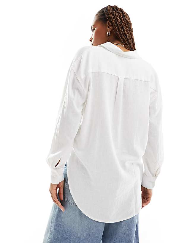 Asos Cotton On Relaxed Oversized Shirt In White Linen