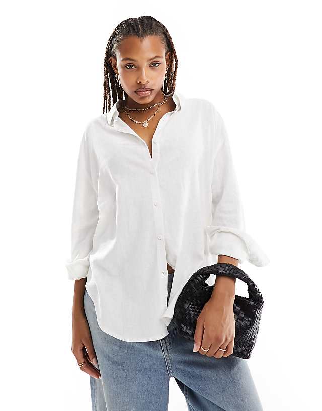 asos Cotton On relaxed oversized shirt in white linen