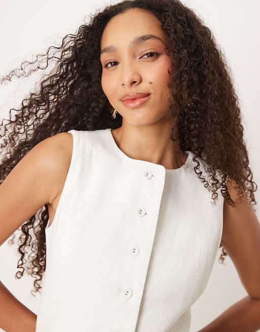 Asos Cotton On Sienna Linen Button Up Dress In White