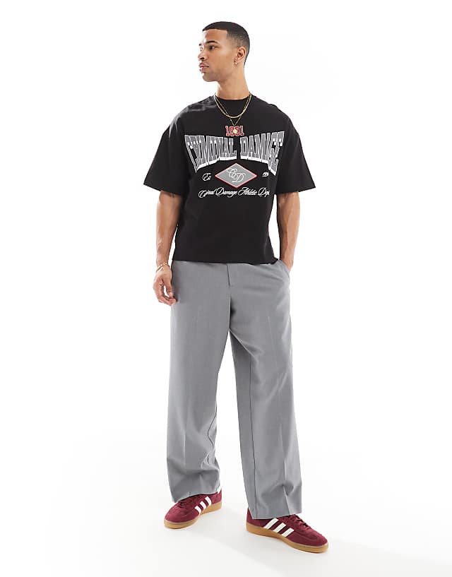 Asos Criminal Damage Athletic Tee Black/red In Black