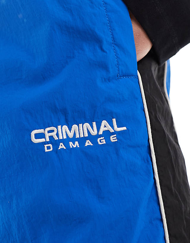 Asos Criminal Damage Colour Block Track Pants In Blue