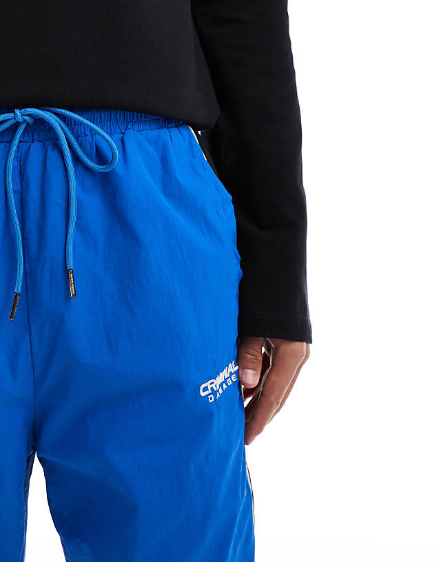 Asos Criminal Damage Colour Block Track Pants In Blue