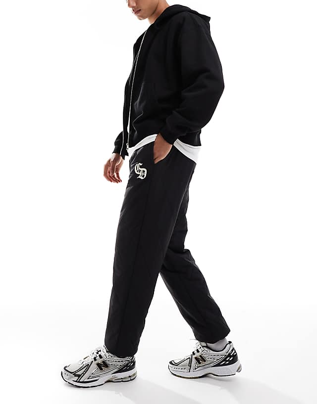 Asos Criminal Damage Diamond Quilted Jogger Black In Black