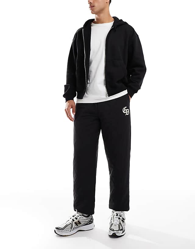 asos Criminal Damage Diamond quilted jogger black in black