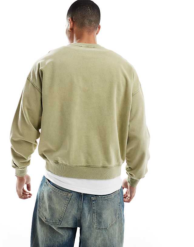 Asos Criminal Damage Icon Sweatshirt In Washed Green
