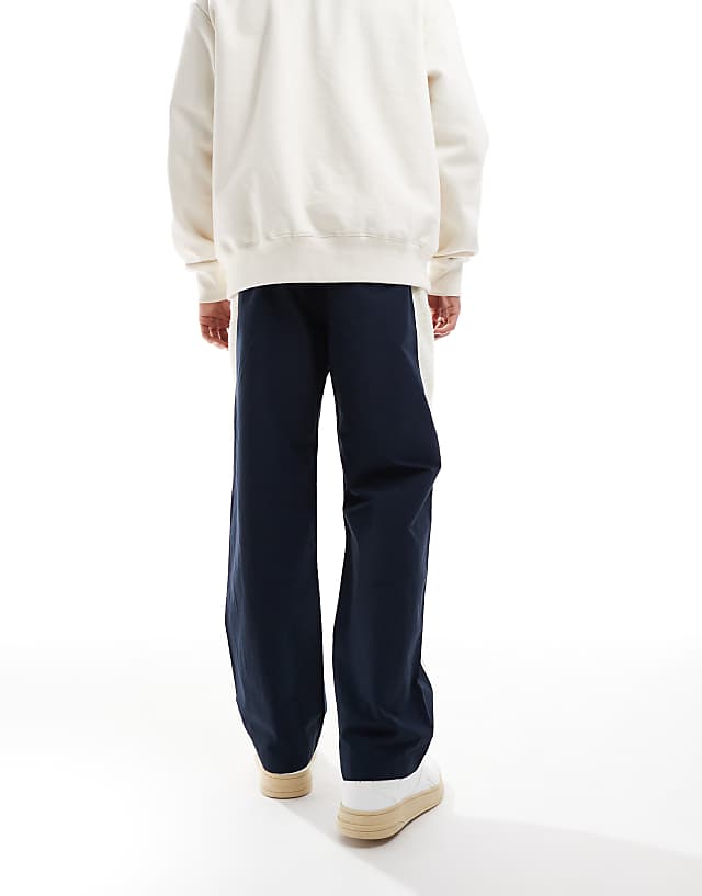 Asos Criminal Damage Micro Sherpa & Nylon Track Pant Navy In Navy