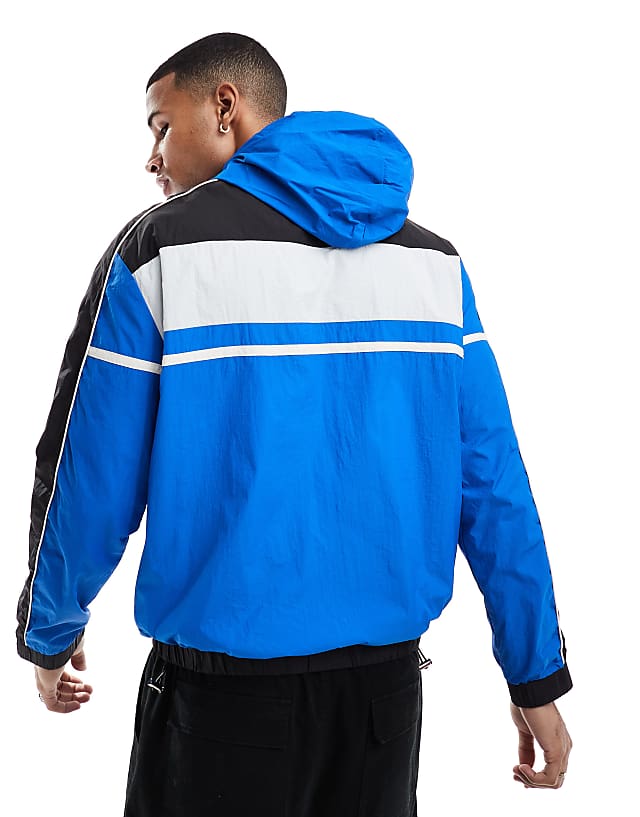 Asos Criminal Damage Nylon Colour Block Track Jacket B/b/w In Black/blue/white