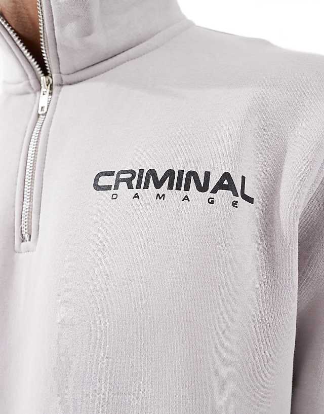 Asos Criminal Damage Olympus Track Top Light Grey In Light Grey