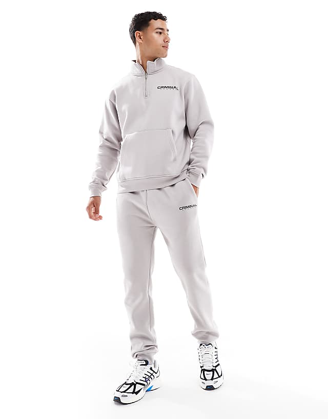 Asos Criminal Damage Olympus Track Top Light Grey In Light Grey