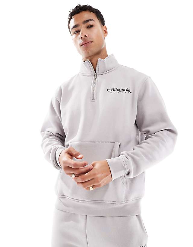 asos Criminal Damage Olympus track top light grey in light grey