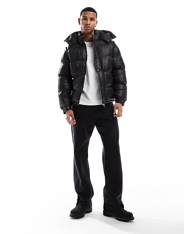 Asos Criminal Damage Silicon Logo Print Puffer In Black