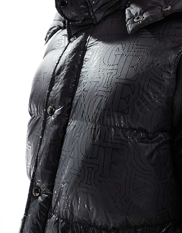 Asos Criminal Damage Silicon Logo Print Puffer In Black