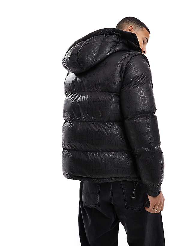 Asos Criminal Damage Silicon Logo Print Puffer In Black