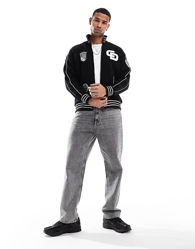 Asos Criminal Damage Towelling Tracksuit Jacket Black In Black