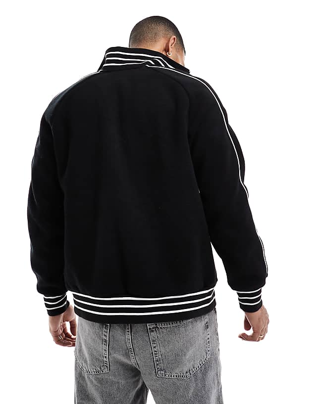 Asos Criminal Damage Towelling Tracksuit Jacket Black In Black