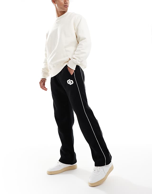 Asos Criminal Damage Towelling Tracksuit Trouser Black In Black