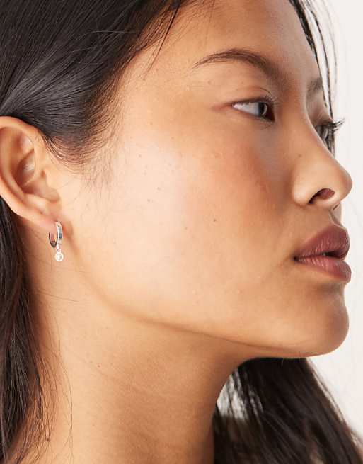 Asos Daisy London Faux Pearl Drop Hoop Earrings In 18ct Gold Plated Sterling Silver