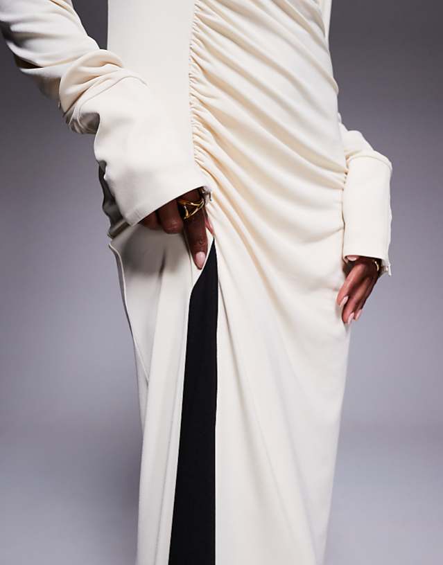 Asos Daska Exclusive High Neck Maxi Dress In Black And White