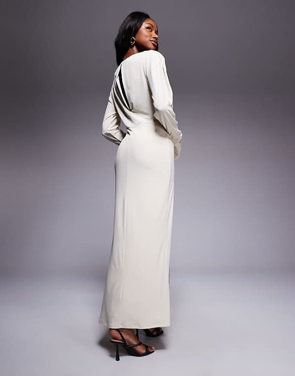 Asos Daska Exclusive High Neck Maxi Dress In Black And White