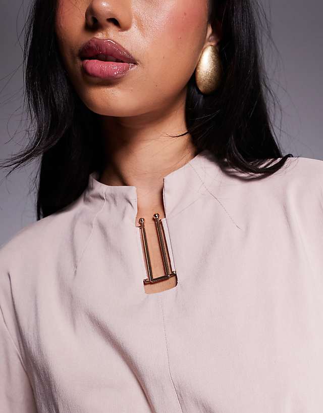 Asos Daska Structured Balloon Sleeve Maxi Dress In Sand