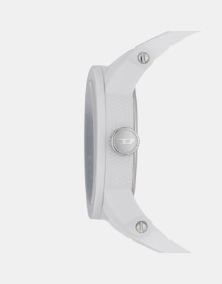 Asos Diesel Men's Double Down White Silicone Watch In White - WHITE