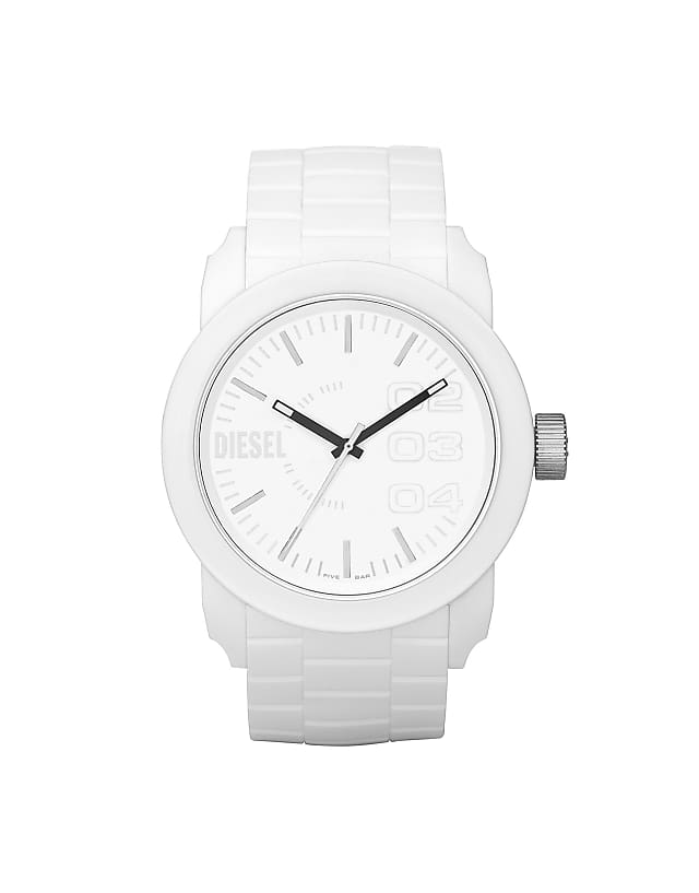 asos Diesel Men's Double down white silicone watch in white - WHITE