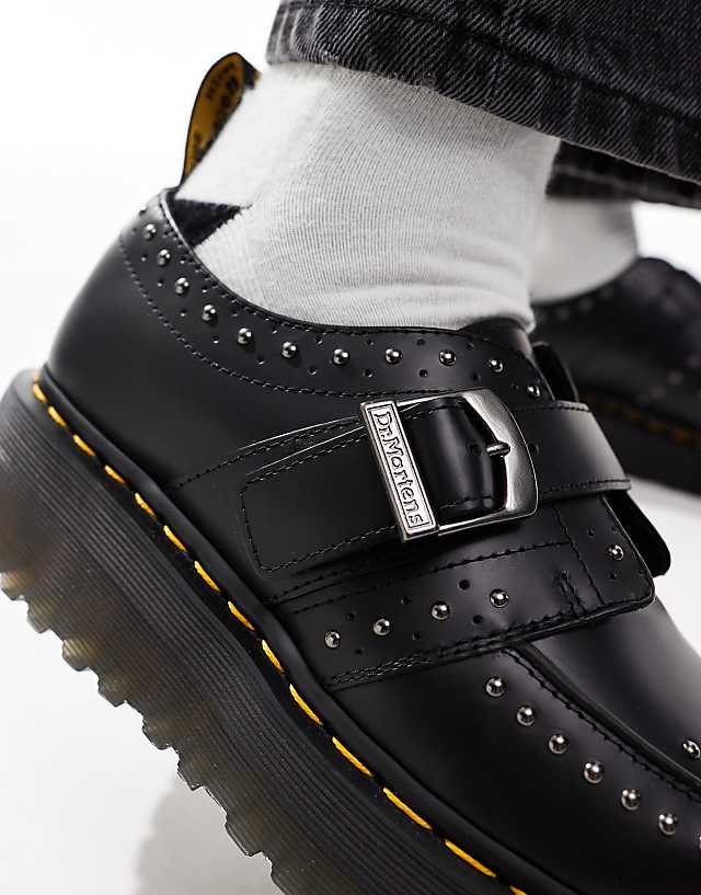 Asos Dr Martens Ramsey Quad Monk Shoes In Black Leather