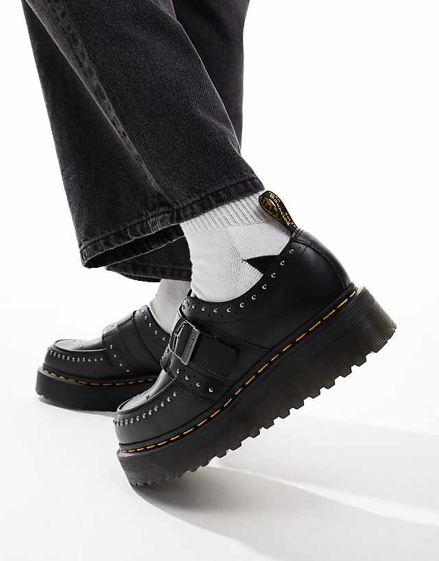Asos Dr Martens Ramsey Quad Monk Shoes In Black Leather
