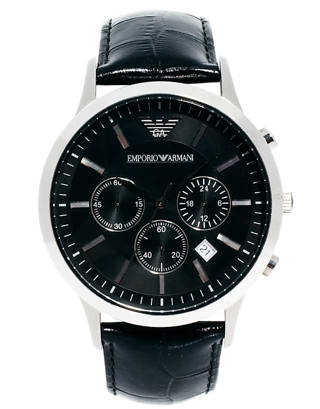 asos Emporio Armani AR2447 Leather Strap Chronograph Watch