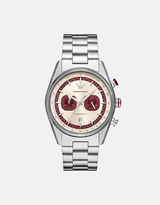 asos Emporio Armani Men's chronograph silver stainless steel watch ar11645 in silver