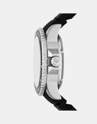 Asos Emporio Armani Men's Sea Explorer Automatic Stainless Steel Watch Ar60078 In Black