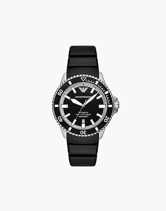 asos Emporio Armani Men's sea explorer automatic stainless steel watch ar60078 in black