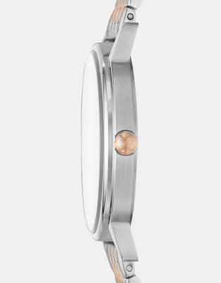 Asos Emporio Armani Men's Three-hand Two-tone Steel Watch In 2-tone Rose Gold Silver