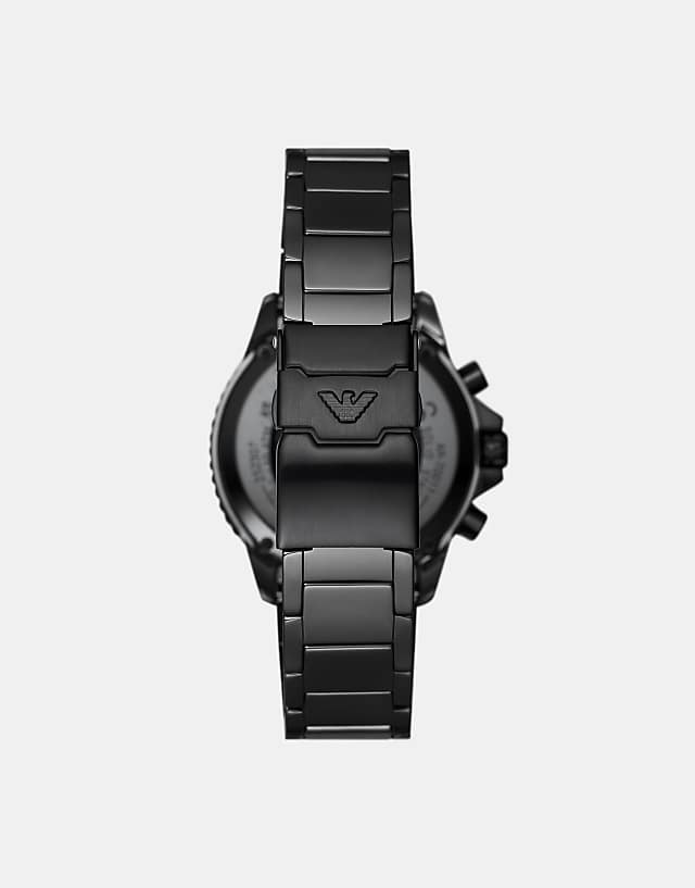 Asos Emporio Armani Men's World Explorer Chronograph Black Ceramic Watch Ar70010 In Black