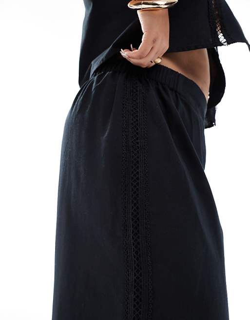 Asos Esmee Curve Exclusive Beach Trouser Co-ord In Black