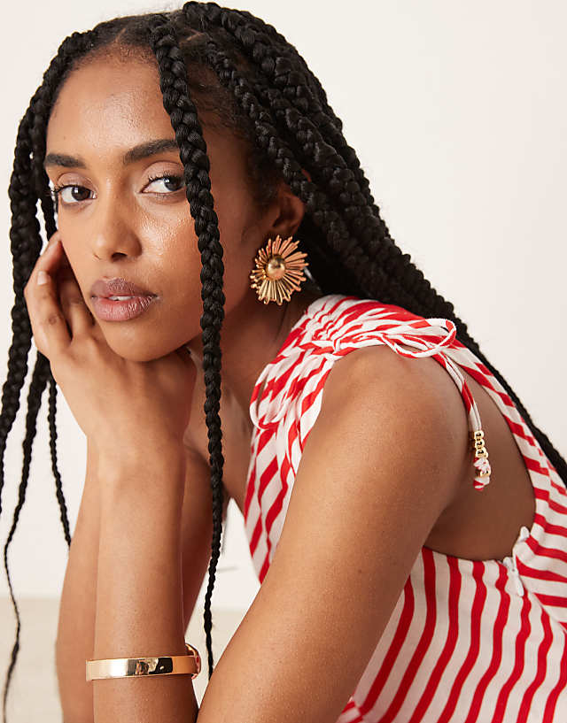 Asos Forever New Asymmetric Drop Hem Maxi Dress In Red And White Stripe